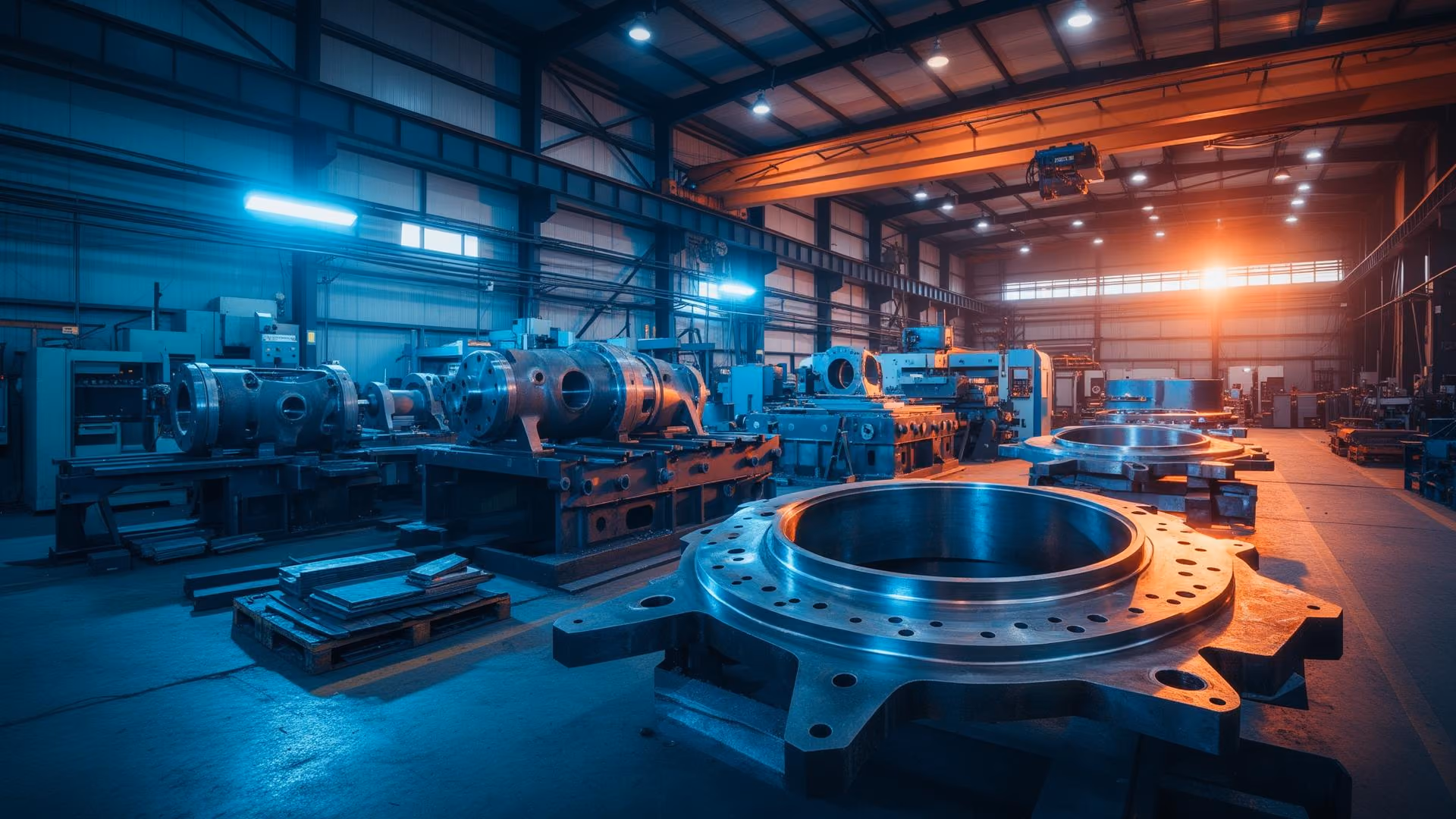 Équipements mécaniques dans un site industriel