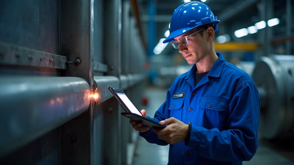 Technicien contrôlant une installation industrielle