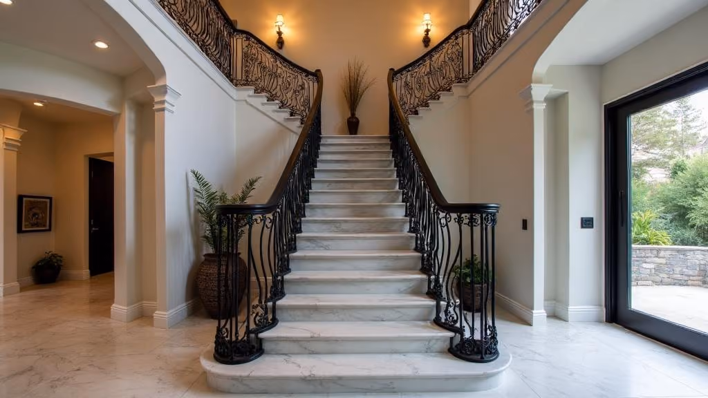Escalier intérieur avec garde-corps métallique ouvragé