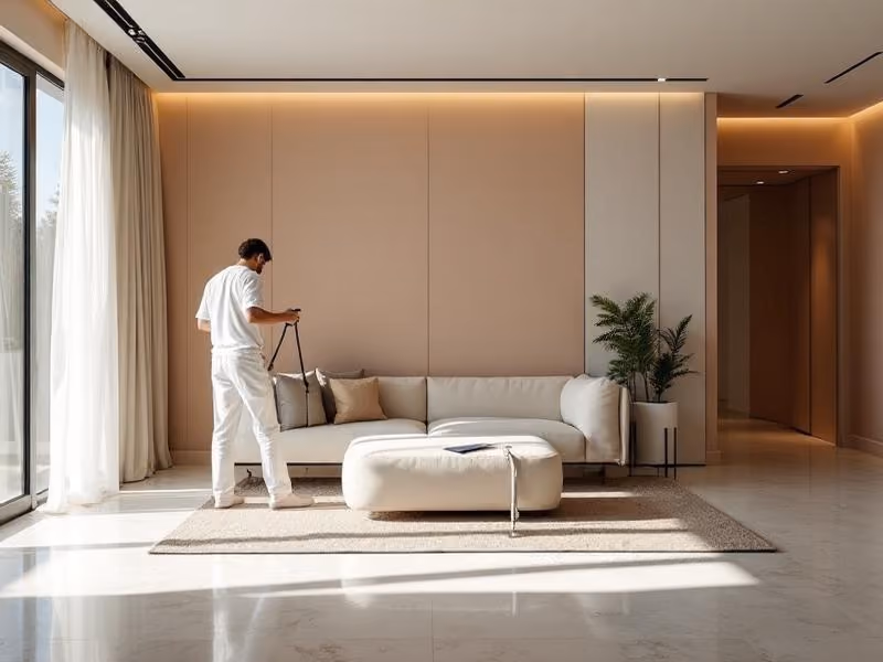 Peintre réalisant une finition décorative intérieure